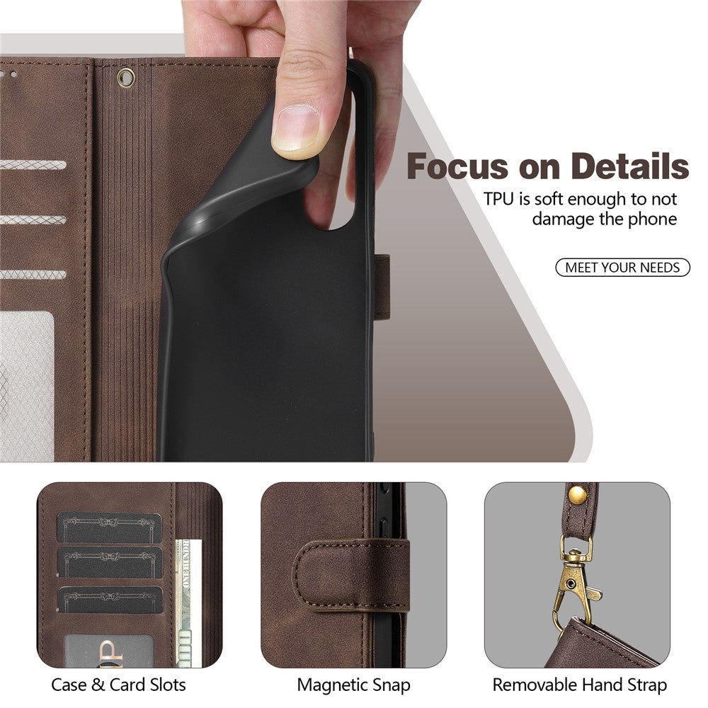 AZNS A2 for Xiaomi Poco F9 Pro 5G / Redmi K100 Pro 5G (China) Leather Case with Wrist Strap RFID Blocking Wallet Stand Phone Cover