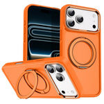 For iPhone 18 Pro / 17 Pro Magnetic Case 360° Rotatable Ring Kickstand Frosted PC + TPU Phone Cover