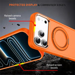 For iPhone 18 Pro / 17 Pro Magnetic Case 360° Rotatable Ring Kickstand Frosted PC + TPU Phone Cover