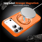 For iPhone 18 Pro / 17 Pro Magnetic Case 360° Rotatable Ring Kickstand Frosted PC + TPU Phone Cover
