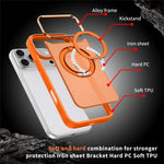 For iPhone 18 Pro / 17 Pro Magnetic Case 360° Rotatable Ring Kickstand Frosted PC + TPU Phone Cover