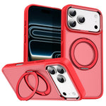 For iPhone 18 Pro / 17 Pro Magnetic Case 360° Rotatable Ring Kickstand Frosted PC + TPU Phone Cover