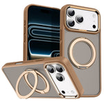 For iPhone 18 Pro / 17 Pro Magnetic Case 360° Rotatable Ring Kickstand Frosted PC + TPU Phone Cover