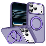 For iPhone 18 Pro / 17 Pro Magnetic Case 360° Rotatable Ring Kickstand Frosted PC + TPU Phone Cover