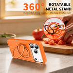 For iPhone 18 Pro Max / 17 Pro Max Magnetic Case 360° Rotatable Ring Kickstand Frosted PC + TPU Phone Cover
