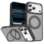 For iPhone 18 Pro Max / 17 Pro Max Magnetic Case 360° Rotatable Ring Kickstand Frosted PC + TPU Phone Cover
