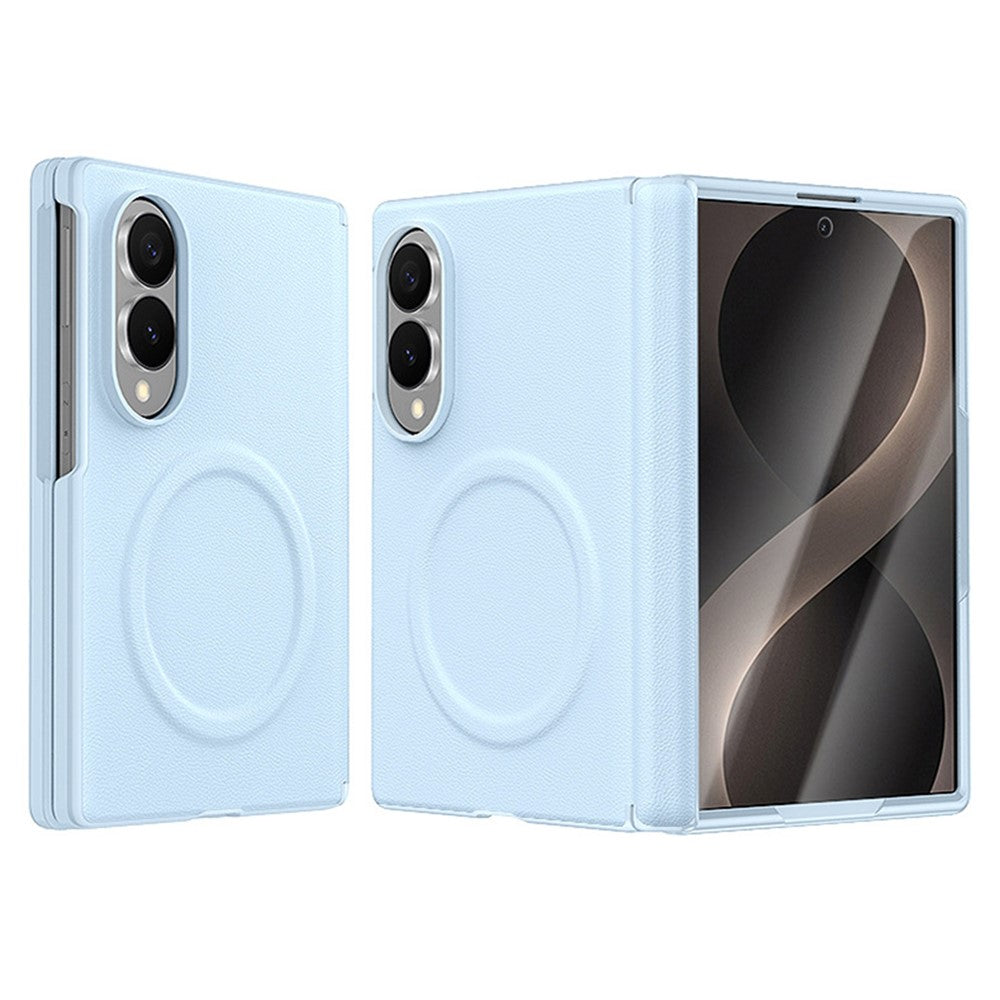 For Samsung Galaxy Z Fold8 Magnetic Case with Tempered Glass Film Magnetic Hinge Protection Faux Leather + PC Phone Cover