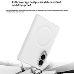 For Samsung Galaxy Z Fold8 Magnetic Case with Tempered Glass Film Magnetic Hinge Protection Faux Leather + PC Phone Cover