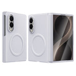 For Samsung Galaxy Z Fold8 Magnetic Case with Tempered Glass Film Magnetic Hinge Protection Faux Leather + PC Phone Cover