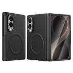 For Samsung Galaxy Z Fold8 Magnetic Case with Tempered Glass Film Magnetic Hinge Protection Faux Leather + PC Phone Cover