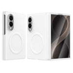 For Samsung Galaxy Z Fold8 Magnetic Case with Tempered Glass Film Magnetic Hinge Protection Faux Leather + PC Phone Cover
