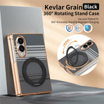 For Samsung Galaxy Z Fold8 Case Magnetic Rotating Kickstand Aramid Fiber Texture PC Phone Cover with Screen Protector