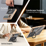 For Samsung Galaxy Z Fold8 Case Magnetic Rotating Kickstand Aramid Fiber Texture PC Phone Cover with Screen Protector