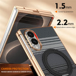 For Samsung Galaxy Z Fold8 Case Magnetic Rotating Kickstand Aramid Fiber Texture PC Phone Cover with Screen Protector