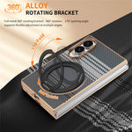 For Samsung Galaxy Z Fold8 Case Magnetic Rotating Kickstand Aramid Fiber Texture PC Phone Cover with Screen Protector