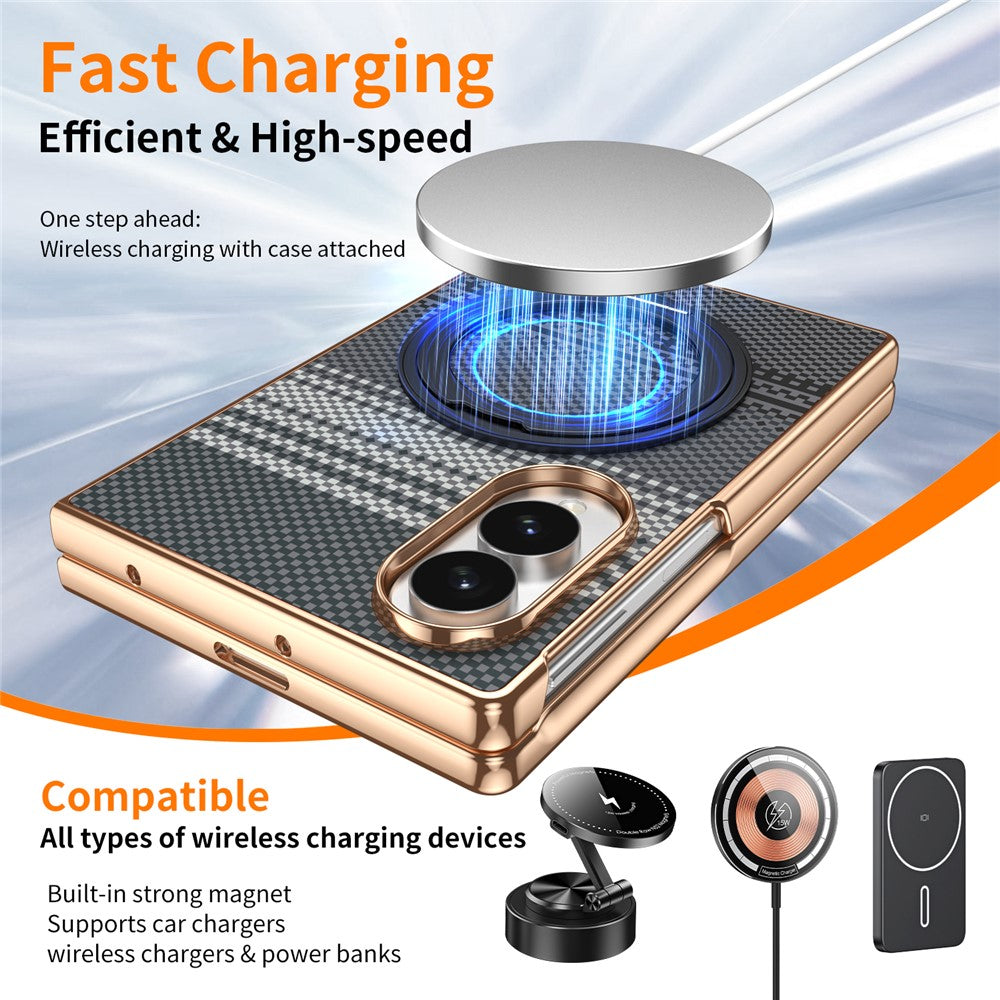 For Samsung Galaxy Z Fold8 Case Magnetic Rotating Kickstand Aramid Fiber Texture PC Phone Cover with Screen Protector