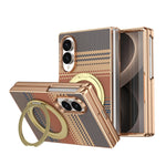For Samsung Galaxy Z Fold8 Case Magnetic Rotating Kickstand Aramid Fiber Texture PC Phone Cover with Screen Protector