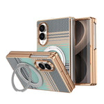 For Samsung Galaxy Z Fold8 Case Magnetic Rotating Kickstand Aramid Fiber Texture PC Phone Cover with Screen Protector