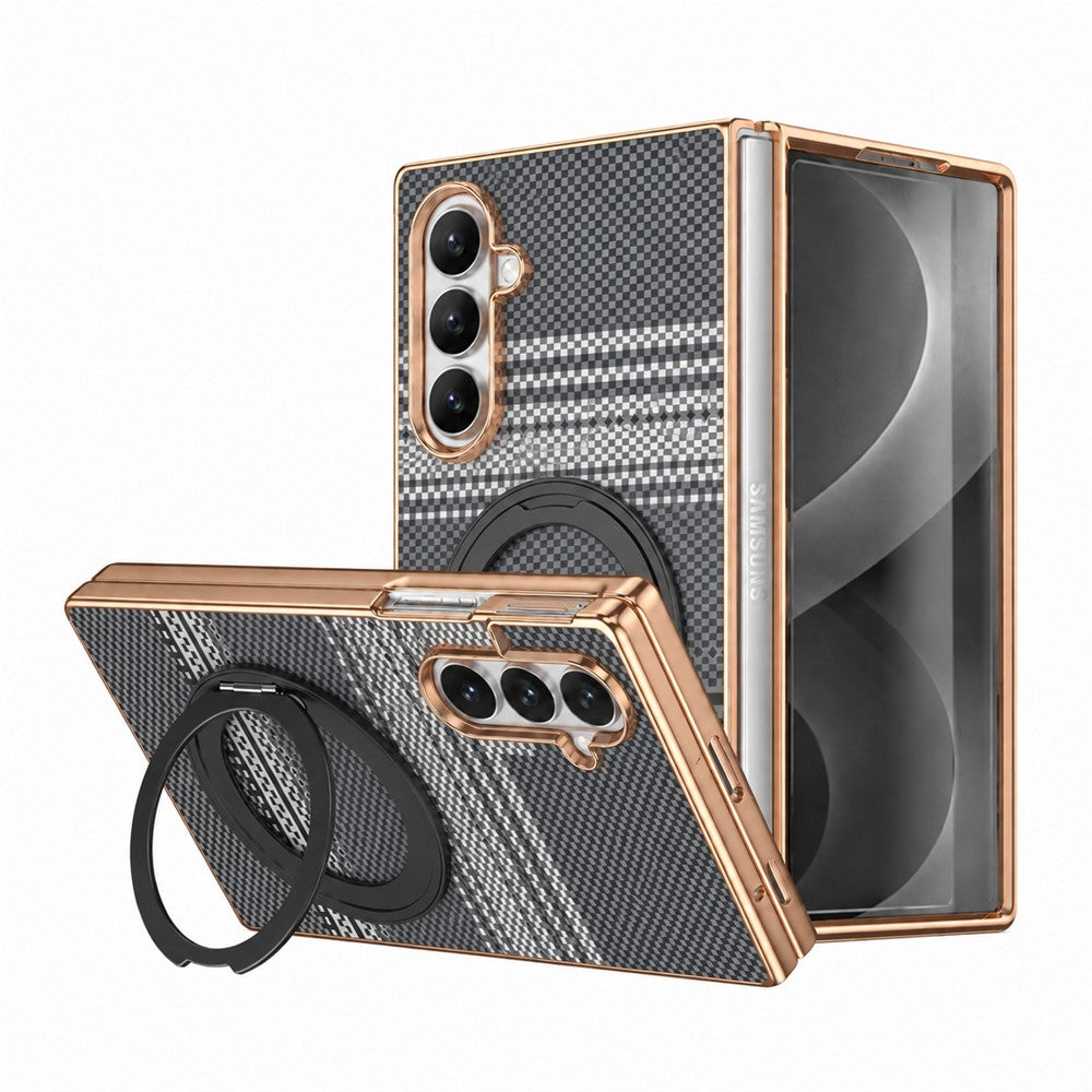 For Samsung Galaxy Z Fold8 Ultra Case Magnetic Rotating Kickstand Aramid Fiber Texture PC Phone Cover with Screen Protector