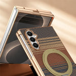 For Samsung Galaxy Z Fold8 Ultra Case Magnetic Rotating Kickstand Aramid Fiber Texture PC Phone Cover with Screen Protector