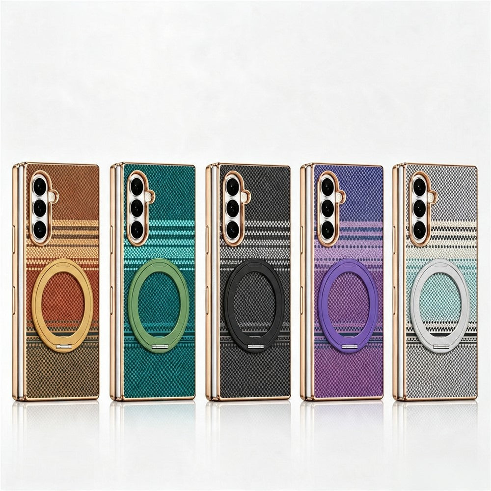 For Samsung Galaxy Z Fold8 Ultra Case Magnetic Rotating Kickstand Aramid Fiber Texture PC Phone Cover with Screen Protector