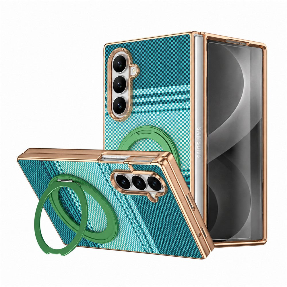 For Samsung Galaxy Z Fold8 Ultra Case Magnetic Rotating Kickstand Aramid Fiber Texture PC Phone Cover with Screen Protector