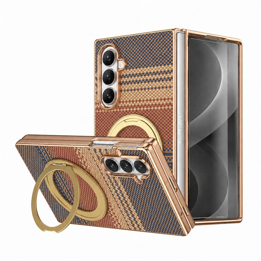 For Samsung Galaxy Z Fold8 Ultra Case Magnetic Rotating Kickstand Aramid Fiber Texture PC Phone Cover with Screen Protector