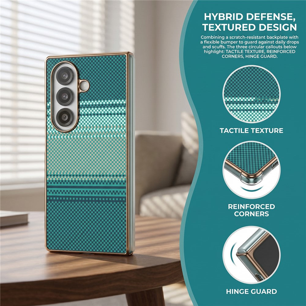 For Samsung Galaxy Z Fold8 Ultra Magnetic Case Aramid Fiber Pattern Shockproof PC Phone Cover with Screen Protector