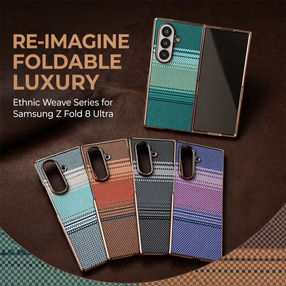 For Samsung Galaxy Z Fold8 Ultra Magnetic Case Aramid Fiber Pattern Shockproof PC Phone Cover with Screen Protector