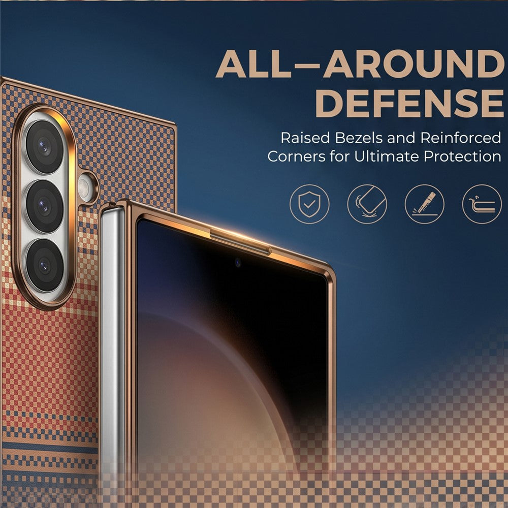 For Samsung Galaxy Z Fold8 Ultra Magnetic Case Aramid Fiber Pattern Shockproof PC Phone Cover with Screen Protector