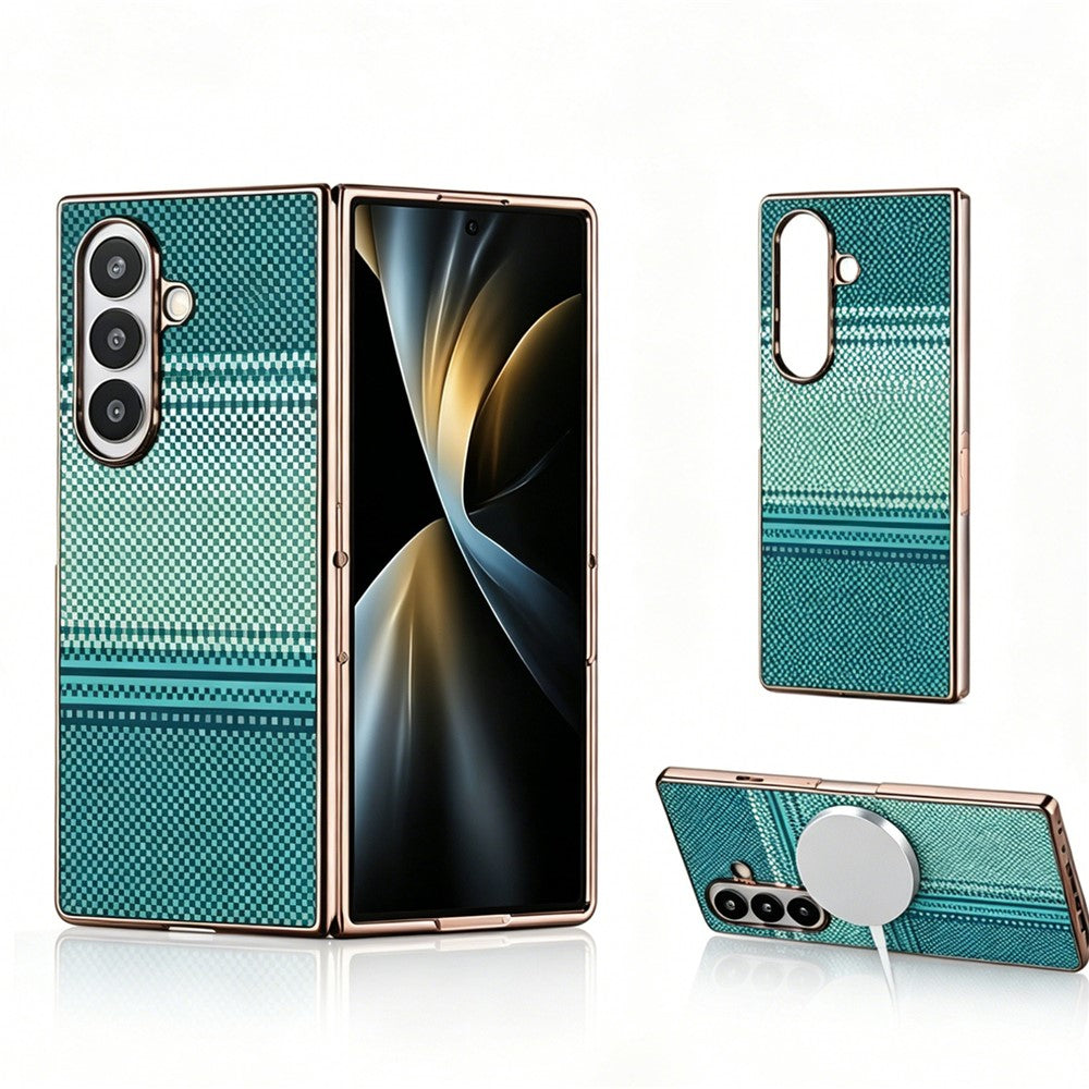 For Samsung Galaxy Z Fold8 Ultra Magnetic Case Aramid Fiber Pattern Shockproof PC Phone Cover with Screen Protector