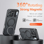 Til iPhone 18 Pro Max mat magnetisk skin-touch-cover med 360° roterende støttefod, stødsikker TPU + PC-telefoncover