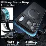 Til iPhone 18 Pro Max mat magnetisk skin-touch-cover med 360° roterende støttefod, stødsikker TPU + PC-telefoncover