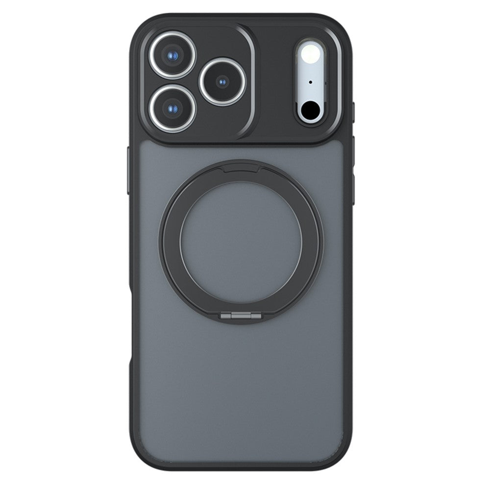 For iPhone 18 Pro Matte Skin-touch Magnetic Case 360° Rotating Kickstand Shockproof TPU + PC Phone Cover