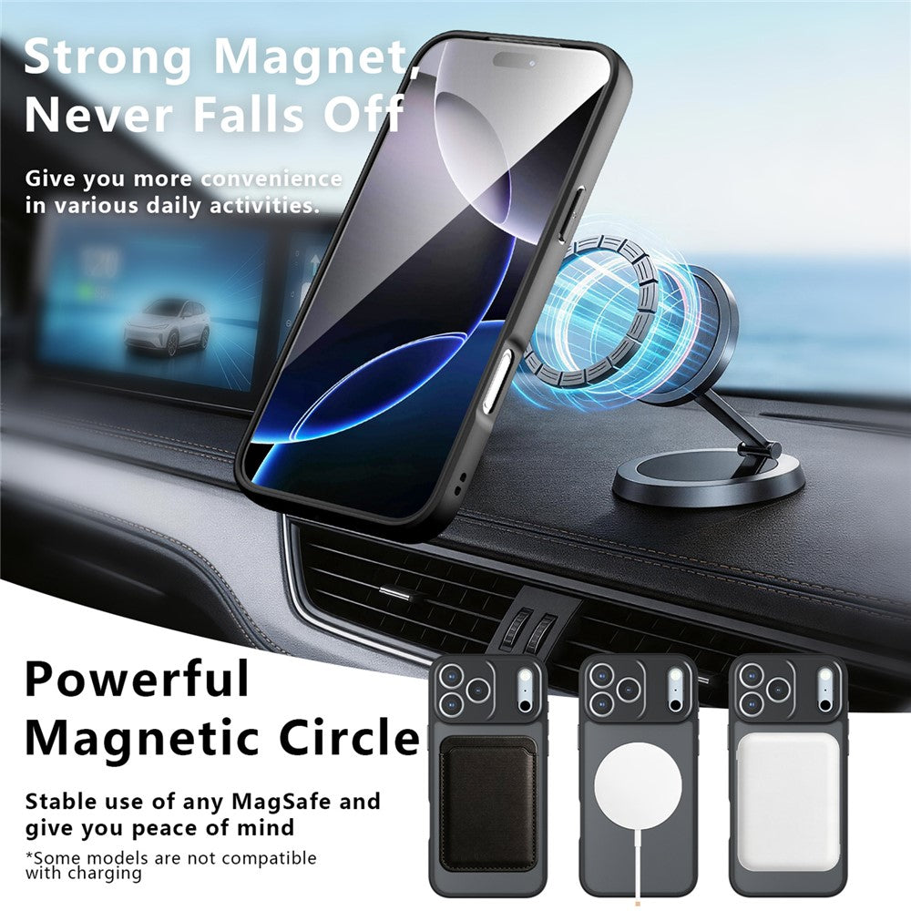 For iPhone 18 Pro Matte Skin-touch Magnetic Case 360° Rotating Kickstand Shockproof TPU + PC Phone Cover
