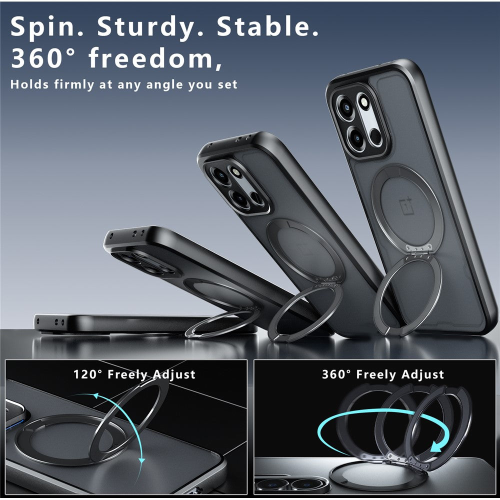 OnePlus Turbo 6 5G / Turbo 6V 5G Matt Skin-touch Magnetiskt Skal 360° Roterande Stöd Stötsäkert TPU + PC mobilskal