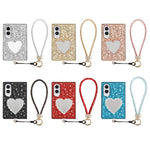 For Samsung Galaxy Z Fold8 Case with Strap, Mirror TPU + PC Sparkling Glitter Phone Back Cover
