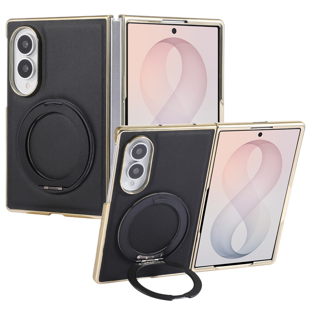Til Samsung Galaxy Z Fold8 Magnetisk Cover med Roterende Støttefod Nappatekstur PU TPU PC Telefonbagside