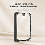 For iPhone Fold Case Kickstand Electroplated Frame PU Leather + PC Phone Cover with Screen Protector