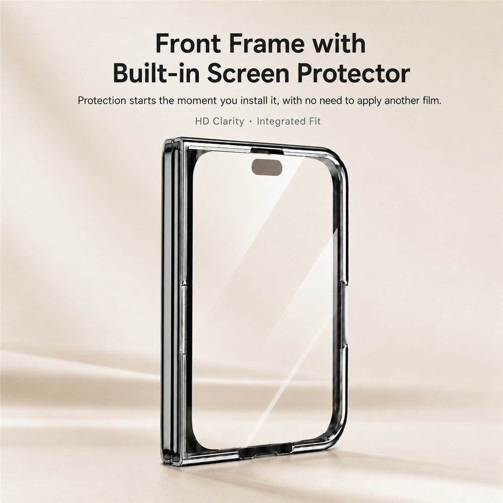 For iPhone Fold Case Kickstand Electroplated Frame PU Leather + PC Phone Cover with Screen Protector