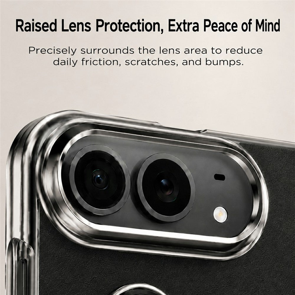 For iPhone Fold Case Kickstand Electroplated Frame PU Leather + PC Phone Cover with Screen Protector