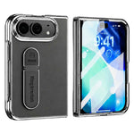 For iPhone Fold Case Kickstand Electroplated Frame PU Leather + PC Phone Cover with Screen Protector