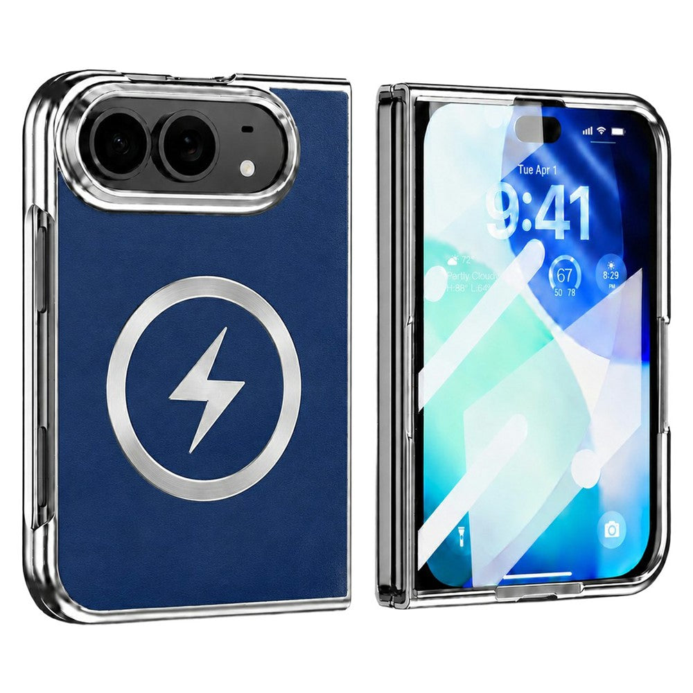 For iPhone Fold Magnetic Case Leather + PC Phone Protective Cover Built-in Screen Protector