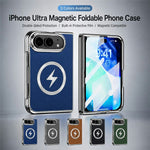 For iPhone Fold Magnetic Case Leather + PC Phone Protective Cover Built-in Screen Protector
