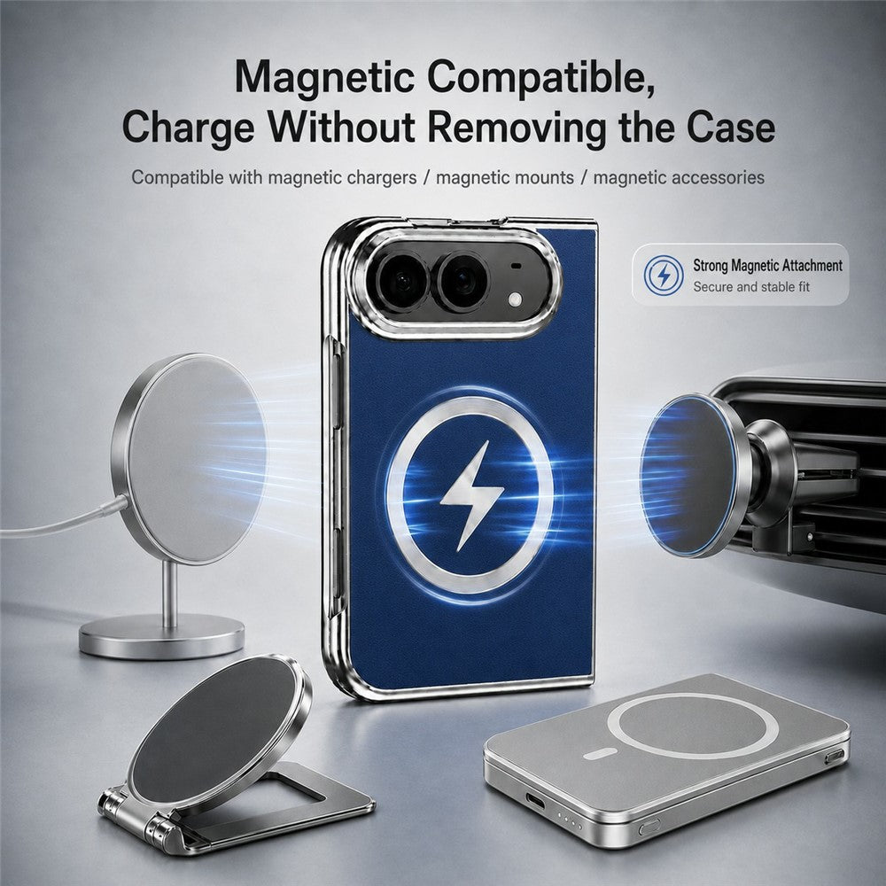For iPhone Fold Magnetic Case Leather + PC Phone Protective Cover Built-in Screen Protector