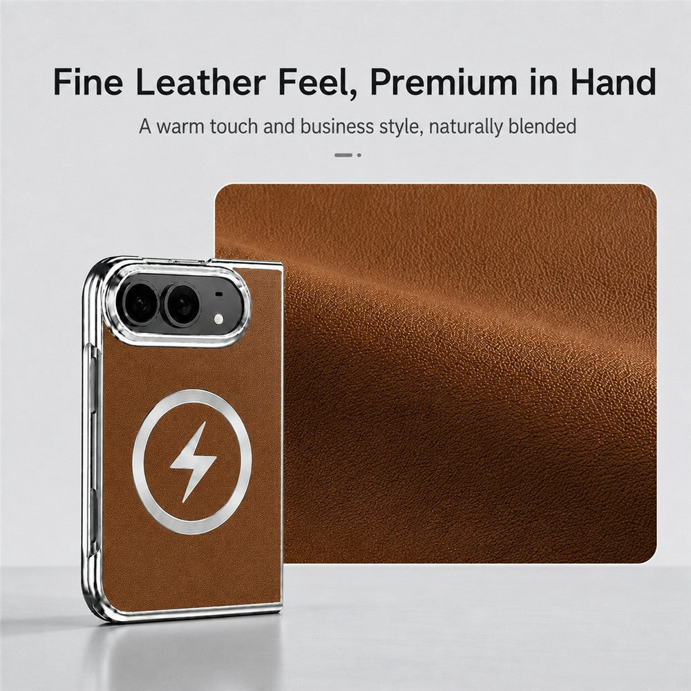 For iPhone Fold Magnetic Case Leather + PC Phone Protective Cover Built-in Screen Protector