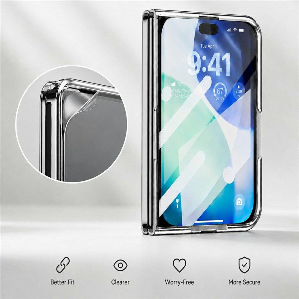 For iPhone Fold Magnetic Case Leather + PC Phone Protective Cover Built-in Screen Protector