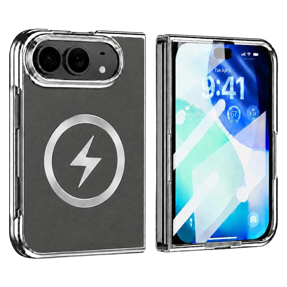 For iPhone Fold Magnetic Case Leather + PC Phone Protective Cover Built-in Screen Protector