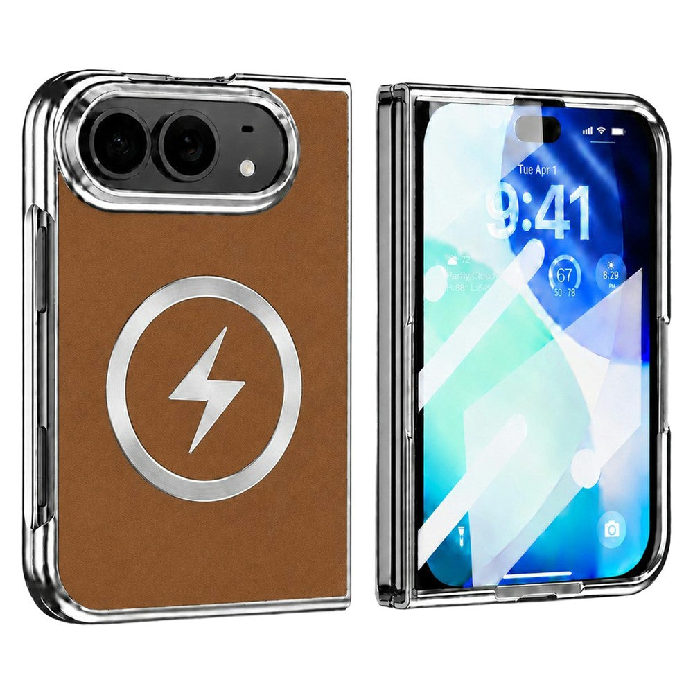 For iPhone Fold Magnetic Case Leather + PC Phone Protective Cover Built-in Screen Protector