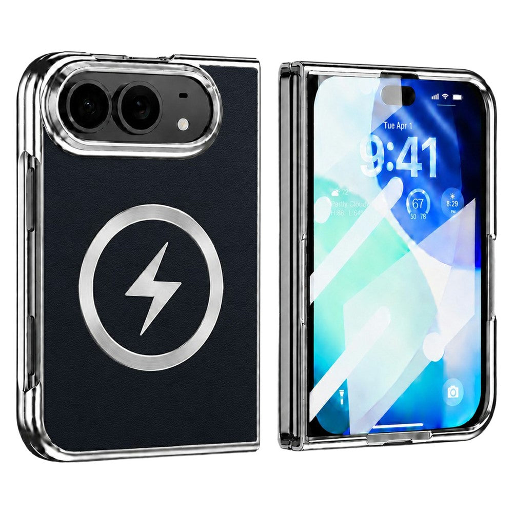 For iPhone Fold Magnetic Case Leather + PC Phone Protective Cover Built-in Screen Protector